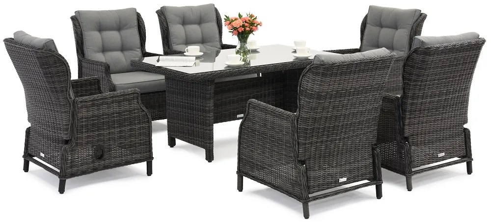 Tuinpunt technorattan tuinmeubelen Malaga Premium 6 antraciet