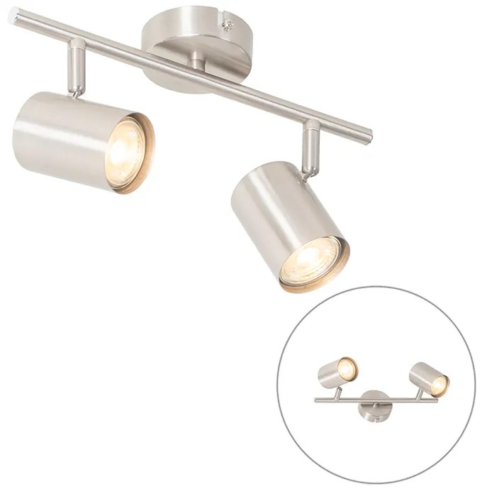 Moderne plafondlamp staal 2-lichts verstelbaar - Jeana Modern GU10 Binnenverlichting Lamp