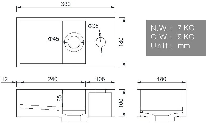 Mueller Venice rechts fontein solid surface 36x18x10cm marmer wit