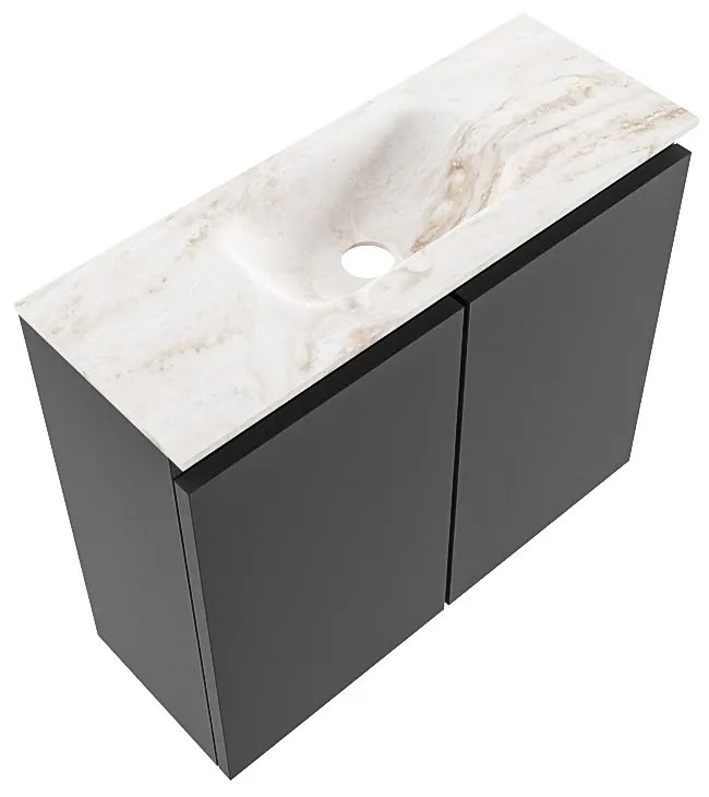 Mondiaz Ture DLux toiletmeubel 60cm dark grey met wastafel frappe midden zonder kraangat