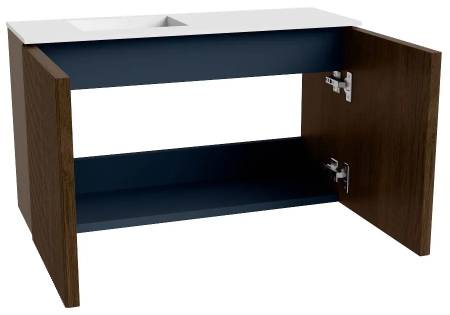 Mondiaz Joya 70cm toiletmeubel walnut met wastafel faye links zonder kraangat talc