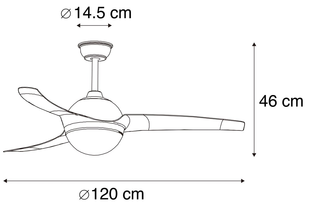 Plafondventilator met lamp staal met afstandsbediening - Bora Modern E27 rond Binnenverlichting Lamp