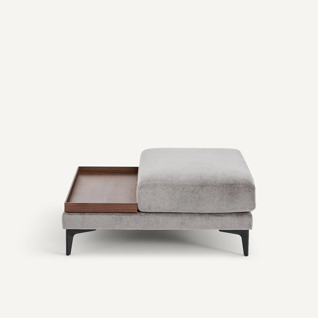 Voetensteun met dienblad, in stonewashed fluweel, MODERNISTE, ontwerp Emmanuel Gallina