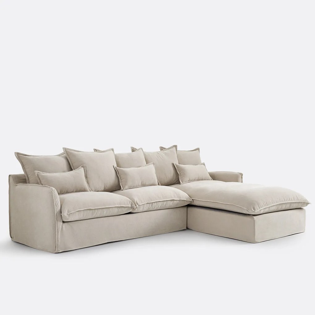 Hoekbank rechts, omvormbaar, met afneembare hoezen, 4-zits, in gemêleerd polyester, ODNA