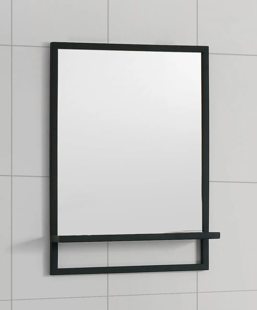 B-Stone Metal zwarte spiegel met planchet 55x70cm