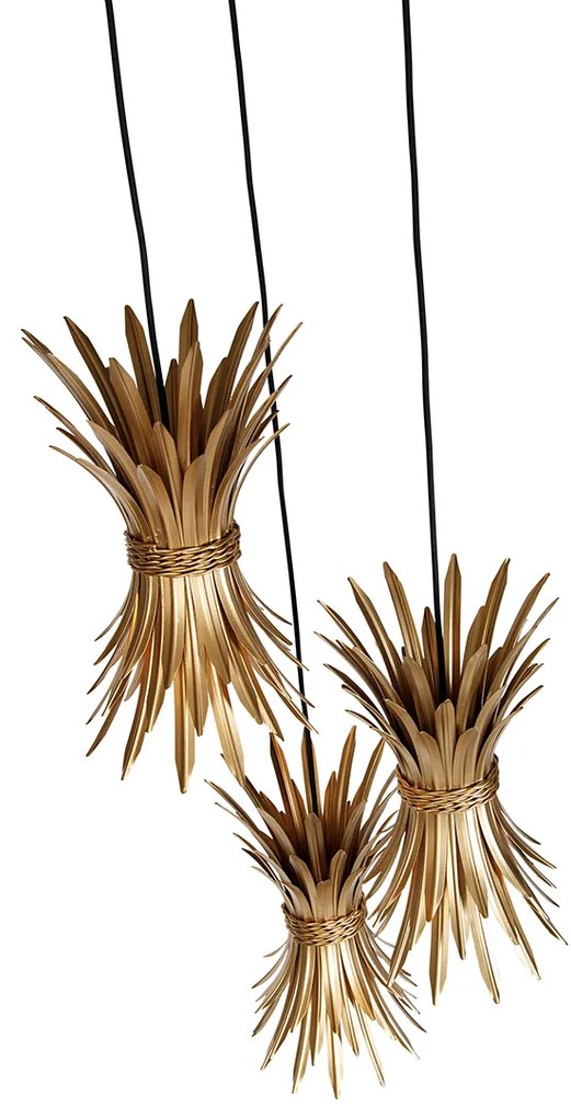 Art Deco hanglamp goud 3-lichts - Wesley