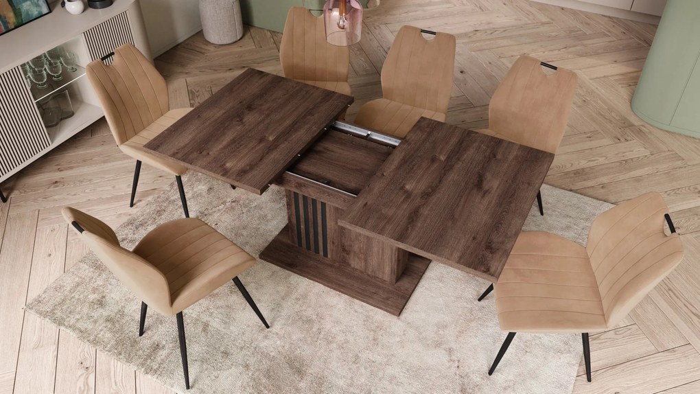 LEONEL Bruin Eik – MODERNE VOUWTAFEL TOT 180 cm!