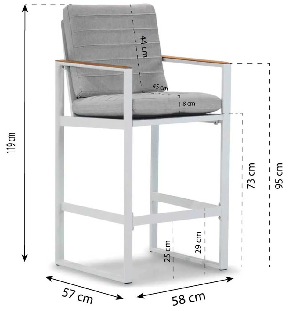 Barstoel Aluminium Wit Soray  wit