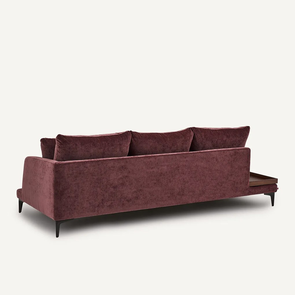 Halve bank met tafelblad, van gemengd fluweel, MODERNISTE