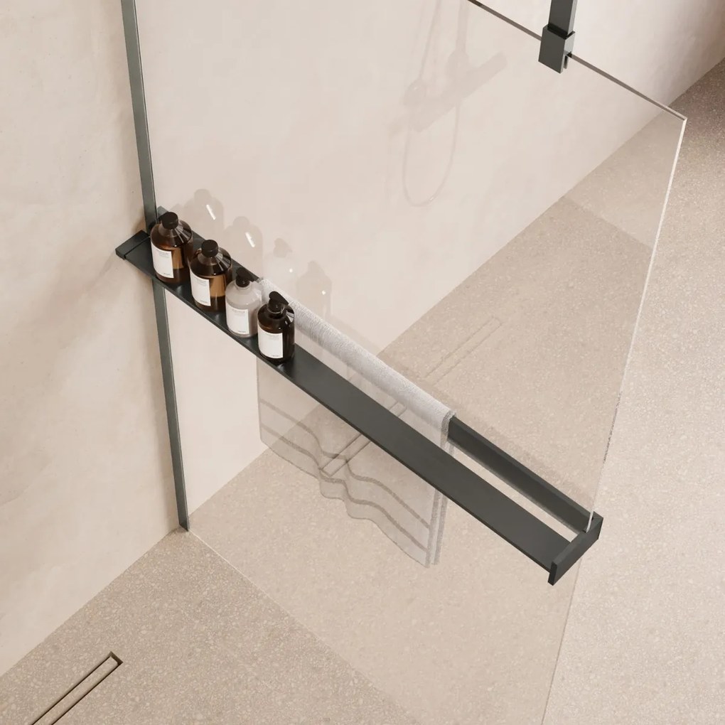 Saniclear Pure handdoekhouder voor glaswand 120cm verouderd ijzer - gunmetal