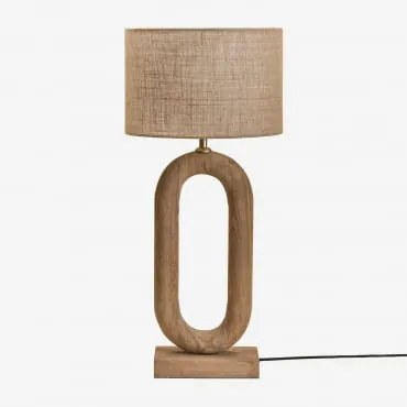 Tiberia Mangohouten Tafellamp Mangohout & Beige Linnen Ø30 Cm - ↑20 Cm Arlina - Sklum
