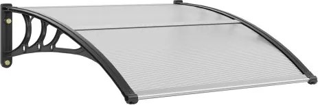 VEVOR Voordeurluifel 965x1017mm Dakbedekking UF50+ PC Zonwerende Folie Voordeurluifel PC Plaat + ABS Beugel + Aluminium Connector Voordeurluifel UV-bestendig Voordeurdak Voordeurluifel met lessenaarsboog