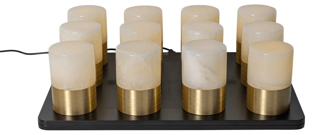 Set van 12 tafellampen goud RGBW oplaadbaar incl. laadstation - Alessia