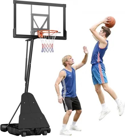 VEVOR draagbare basketbalstandaard, max. 3,05 m in hoogte verstelbare (handmatige) basketbalring, basketbalsysteem met 130 cm PC-achterbord, basketbalringsysteem met achterbordset voor terrassen en scholen