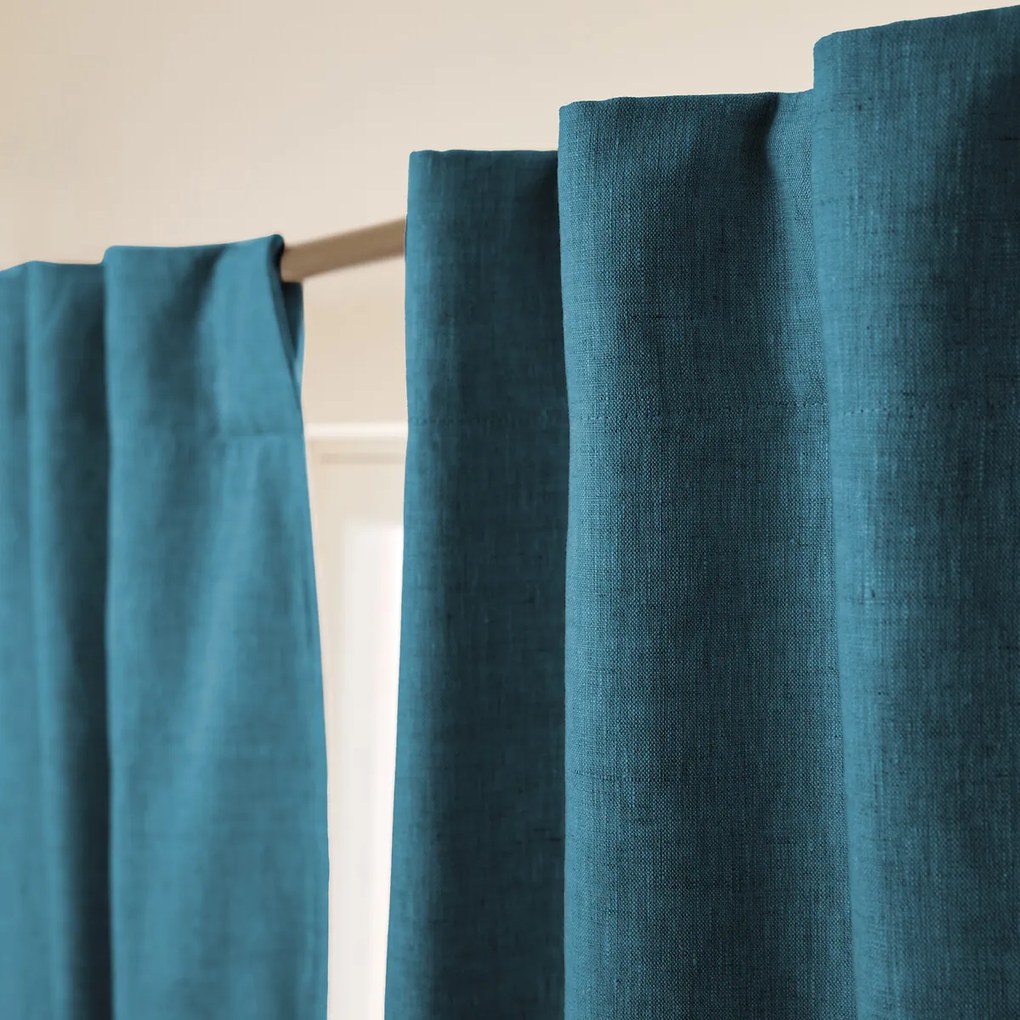 Verduisteringsgordijn van gewassen linnen, verborgen lipjes, Private