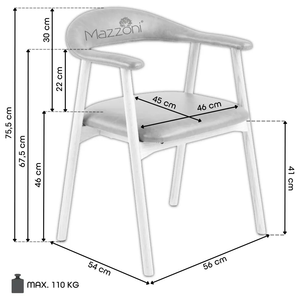 ADELE eco leer Retro Brandy 691B eco leer/frame natuurlijk eiken - HOUTEN STOEL VOOR WOONKAMER EETKAMER KEUKEN RETRO