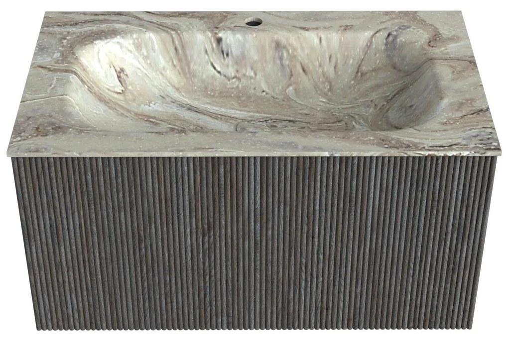 Mondiaz Kurve-dlux 80cm badmeubel shadow met 1 lade en wastafel big small midden 1 kraangat glace