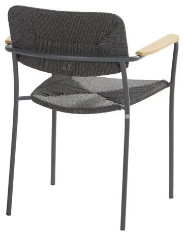 4 Seasons Outdoor stapelbare Bora tuinstoel antraciet met teak armleggers SALE Tuinstoel antraciet weerbestendig