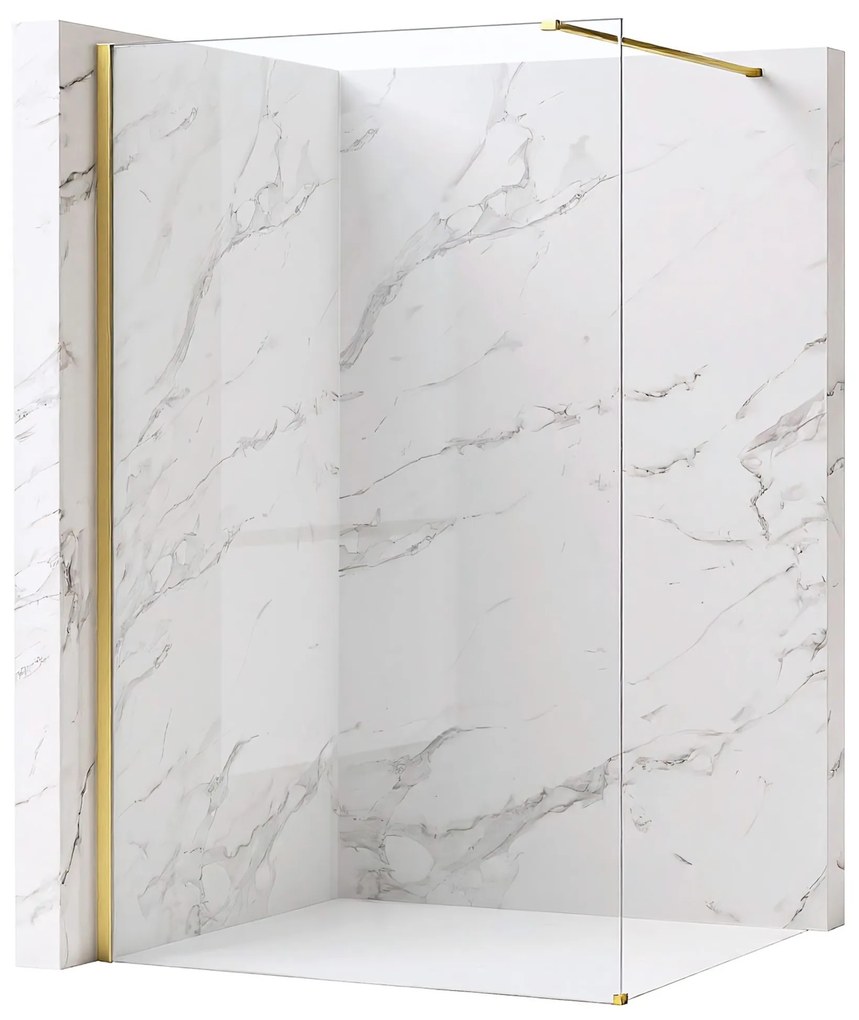 Walk-in douchewand Rea Flexi Transparent / Brush Gold 70