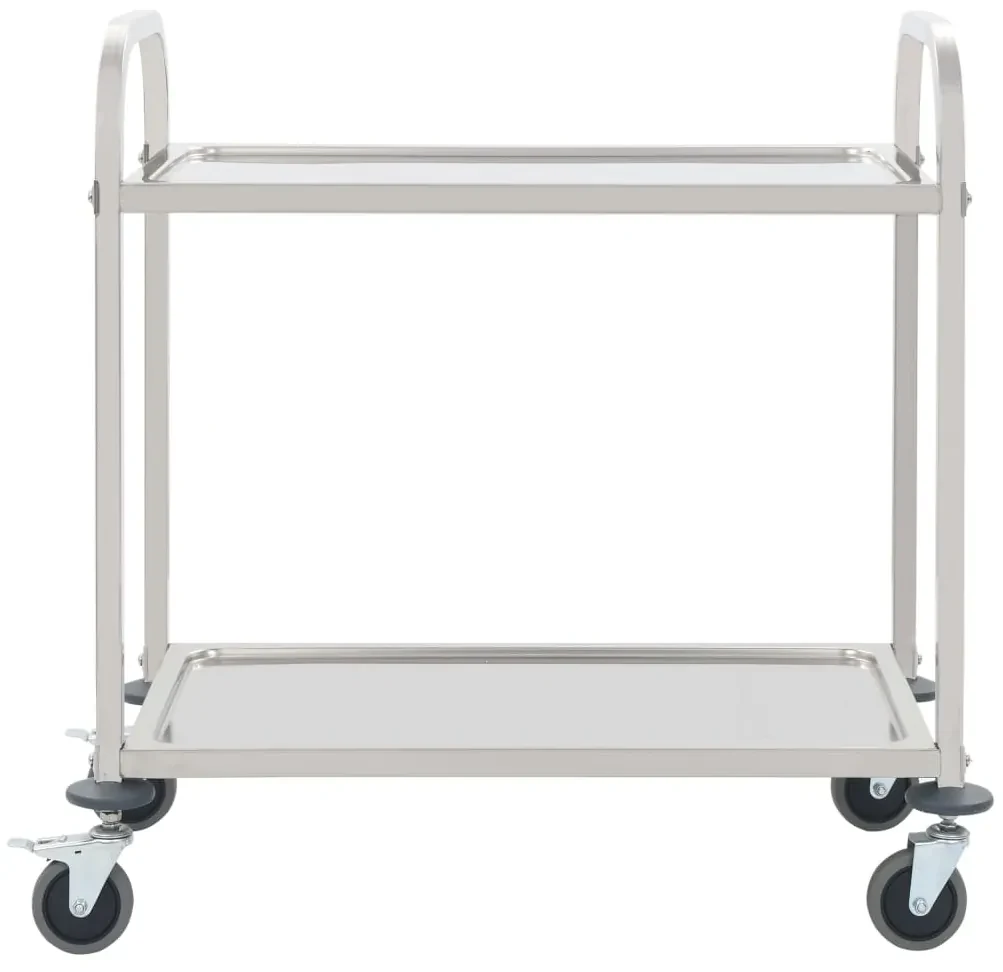 vidaXL Keukentrolley 2-laags 95x45x83,5 cm roestvrij staal