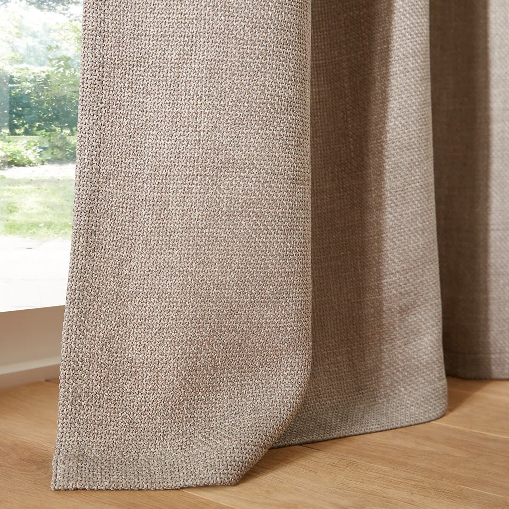 Gordijn met gevlochten afwerking en oogjes Montego