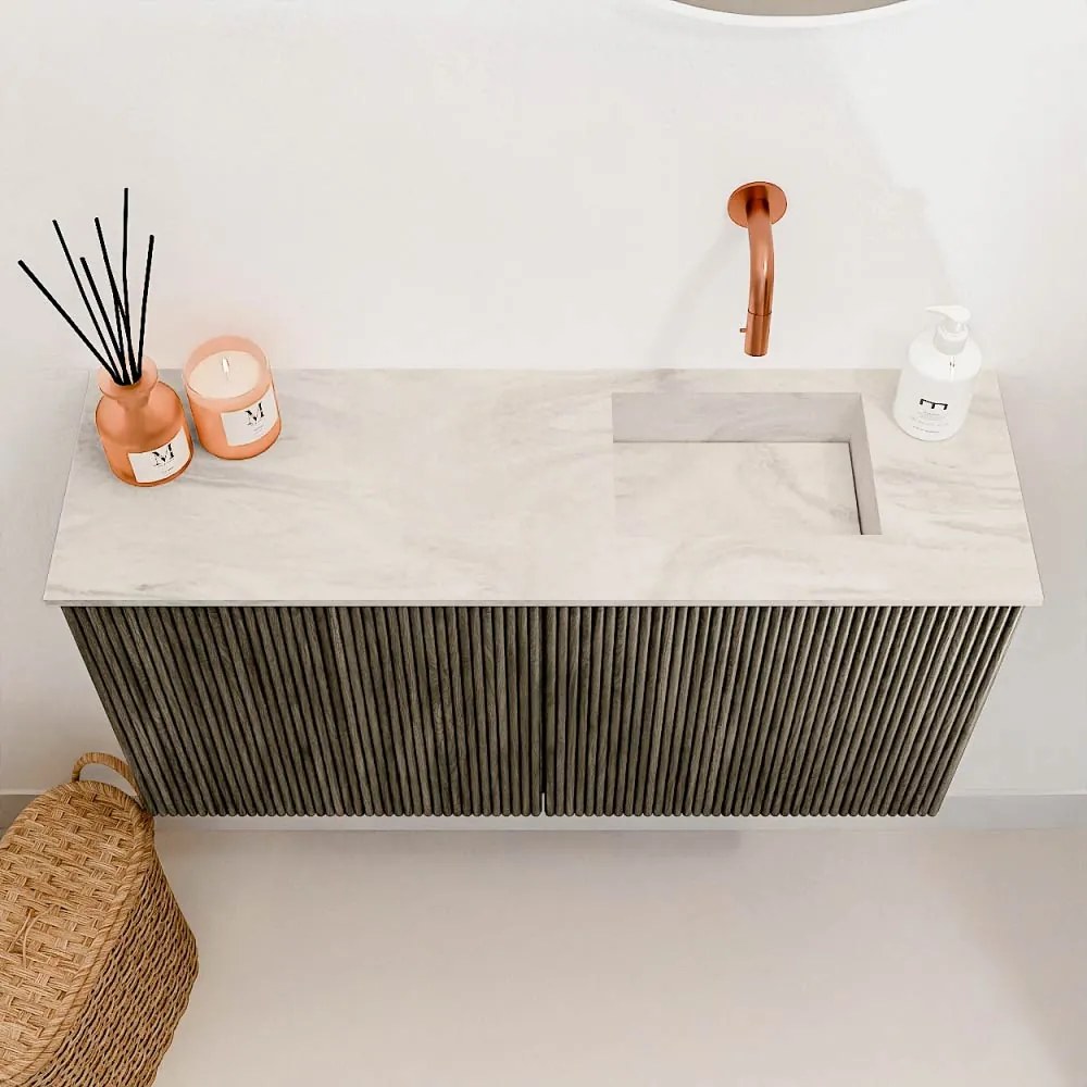 Mondiaz Joya DLux 80cm toiletmeubel shadow met wastafel faye rechts zonder kraangat ostra