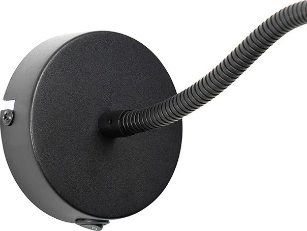 Wandlamp zwart met kap zwart schakelaar en flex arm - Merwe