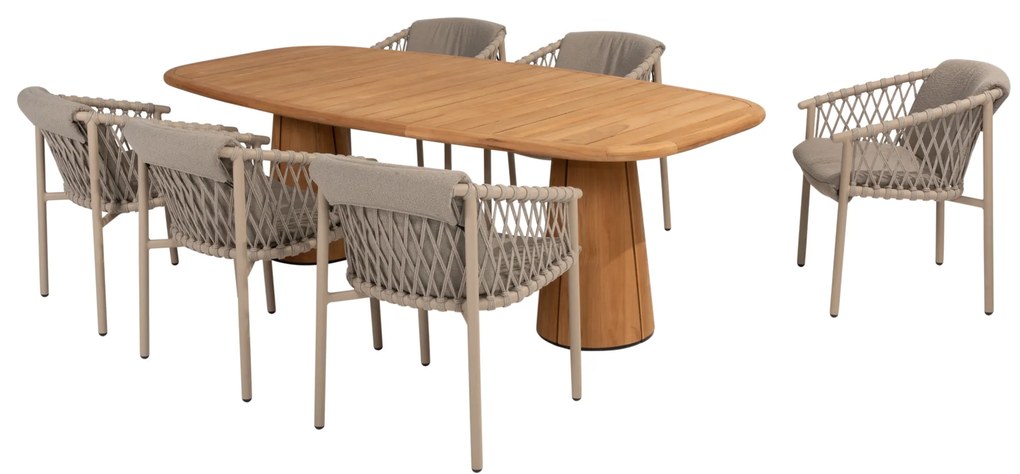Capri Allora dining tuinset 240x110xH75 cm 7 delig teak latte 4 Seasons Outdoor