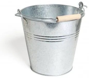 Emmer met beukenhouten handvat, zink, 5 liter