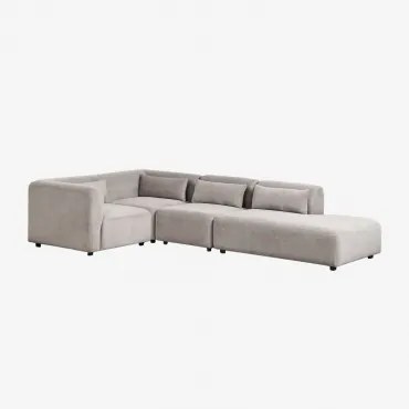 4-delige Modulaire Hoekbank Met Rechter Chaise Longue Fogler Corduroy Licht Taupegrijs - Sklum