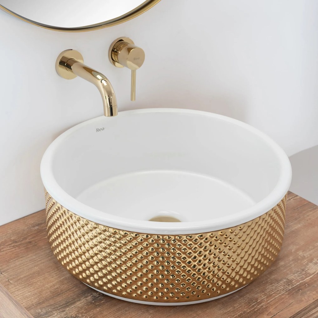Opzetwastafel Rea Helen Gold White