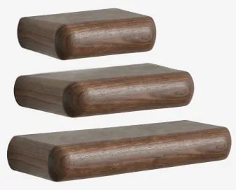 Set Van 3 Houten Wandplanken Carmen Donker Acaciabruin - Sklum