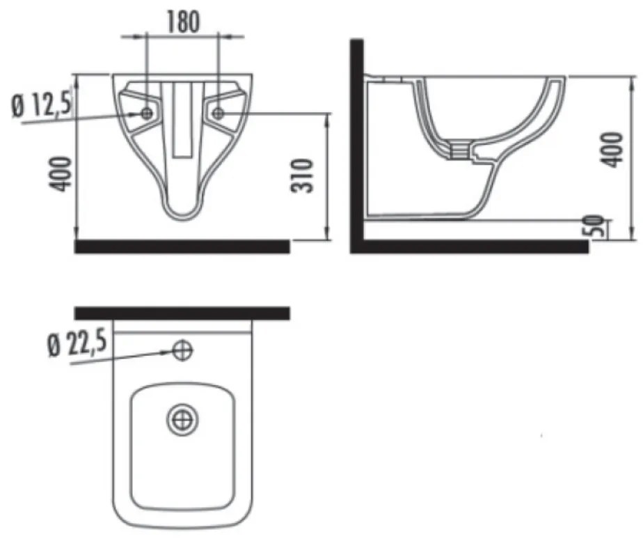 Sanigoods Jerry bidet met overloop en kraangat wit