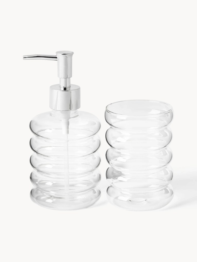 Mondgeblazen badkameraccessoires Bubbly, 2-delig