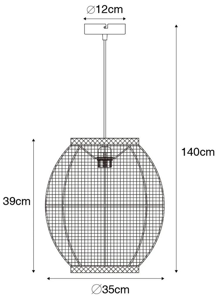 Stoffen Oosterse hanglamp naturel 35 cm - RobOosters E27 ovaal Binnenverlichting Lamp