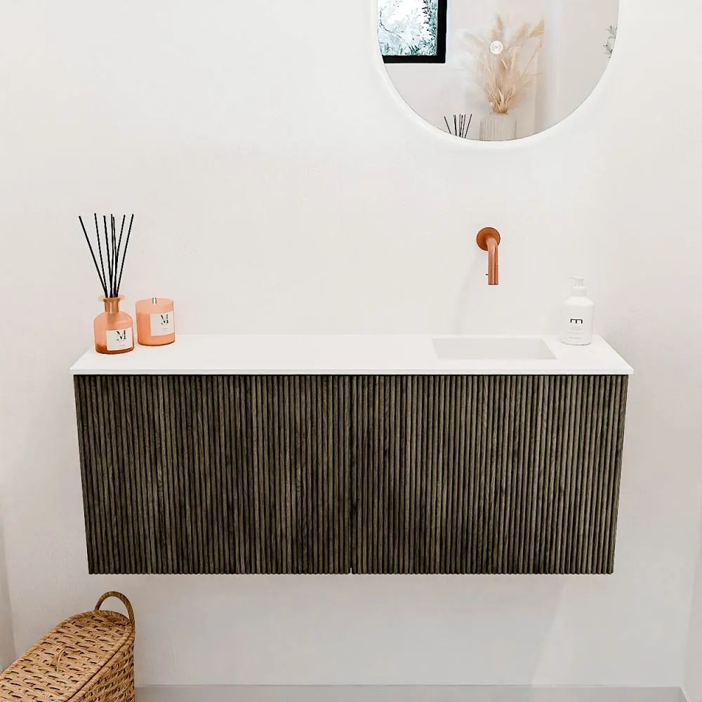 Mondiaz Joya 100cm toiletmeubel shadow met wastafel faye rechts zonder kraangat talc