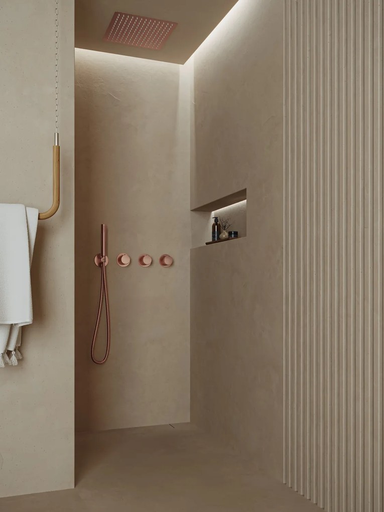 Saniclear Plus inbouw regendouche met inbouw douchekop 30x30cm en staafhanddouche geborsteld koper