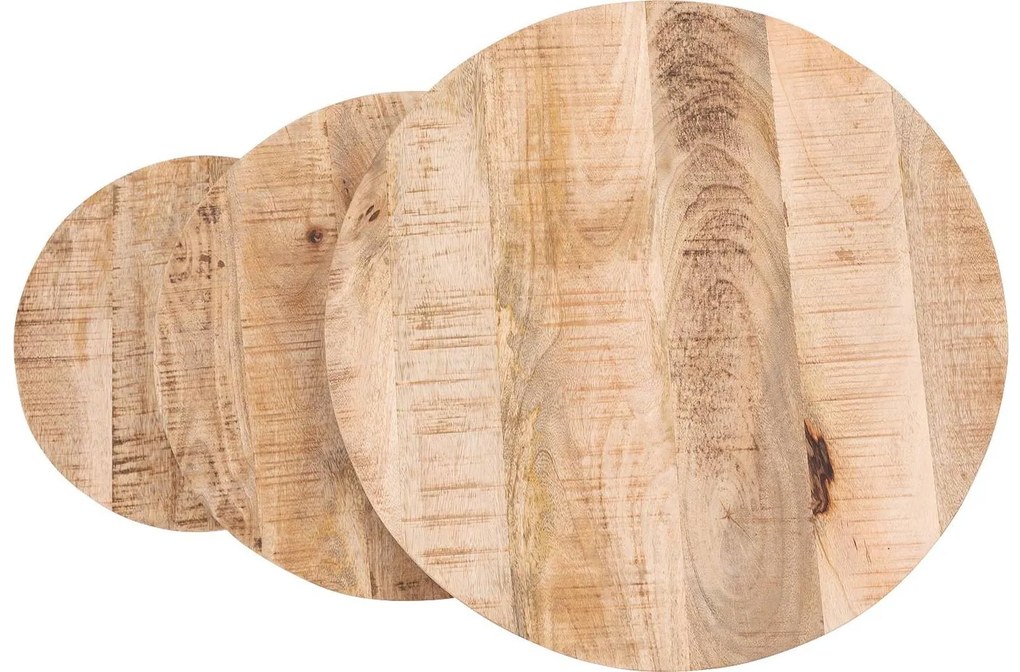 Goossens Salontafel Zida rond, hout mango bruin, urban industrieel, 54 x 45 x 54 cm