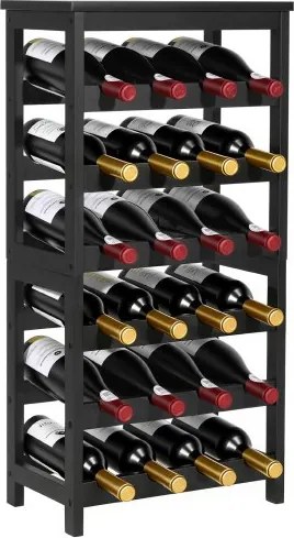 VEVOR Wijnrek voor 24 flessen, 6 lagen, vrijstaand flessenrek met een totaal draagvermogen van 36 kg, wijnflessenhouder voor keuken, kelder, bar, eetkamer, woonkamer, zwarte wijnflessenhouder