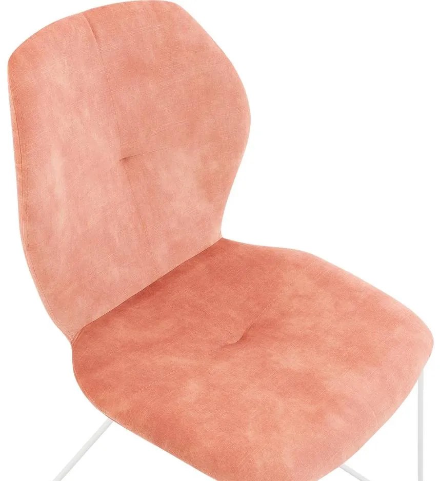 Goossens Excellent Eetkamerstoel Manzini roze velvet stof leuning, modern design