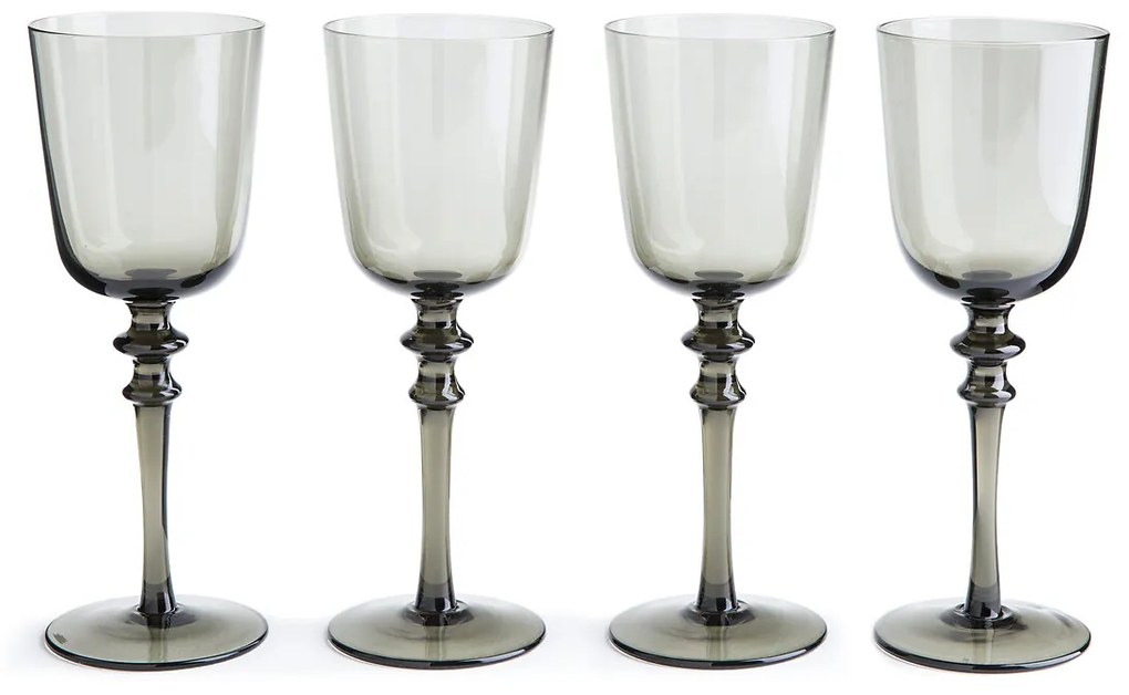 Set van 4 wijnglazen in gerookt glas, Venelli