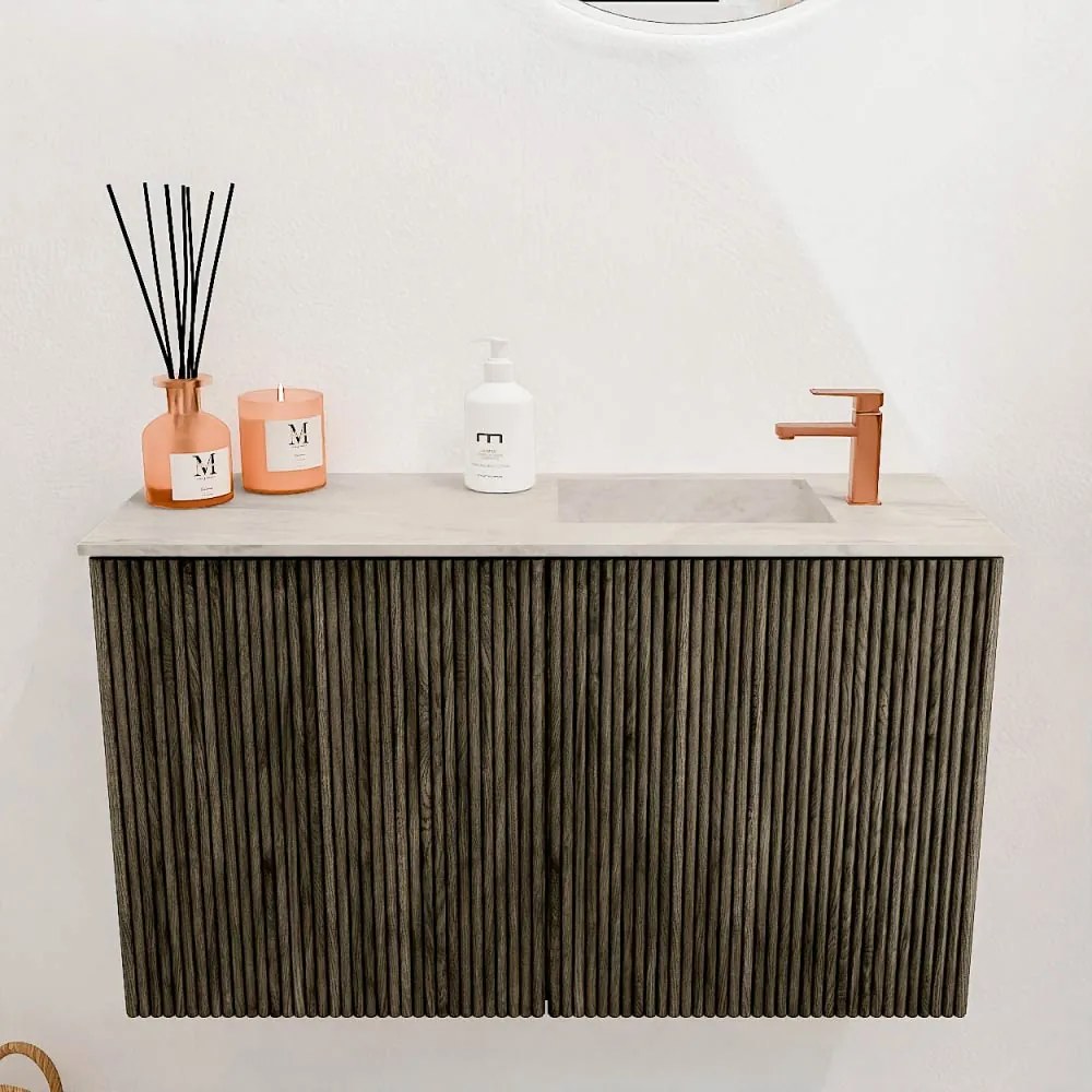 Mondiaz Joya DLux 70cm toiletmeubel shadow met wastafel faye rechts 1 kraangat ostra