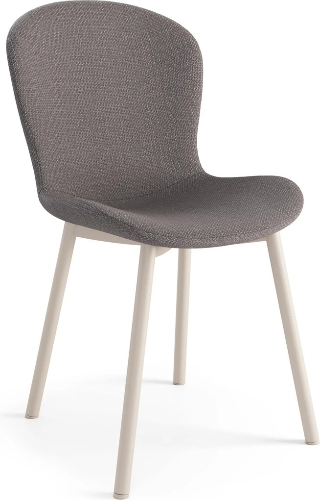 FIORA Lichtgrijs taupe (stof Basel 34) / beige frame - MODERNE GESTOFFEERDE STOEL VOOR WOONKAMER/EETKAMER LOFT