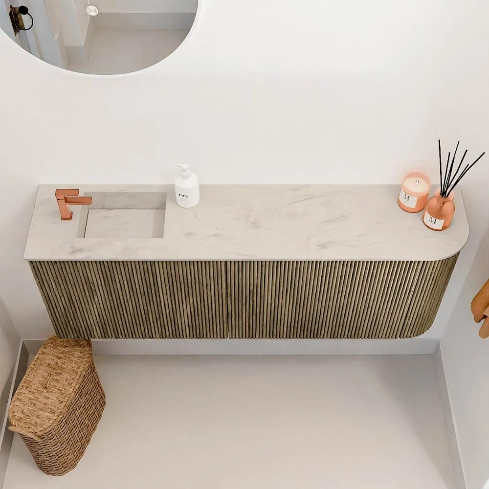 Mondiaz Joya DLux 110cm toiletmeubel ronding rechts dusk met wastafel faye links 1 kraangat opalo
