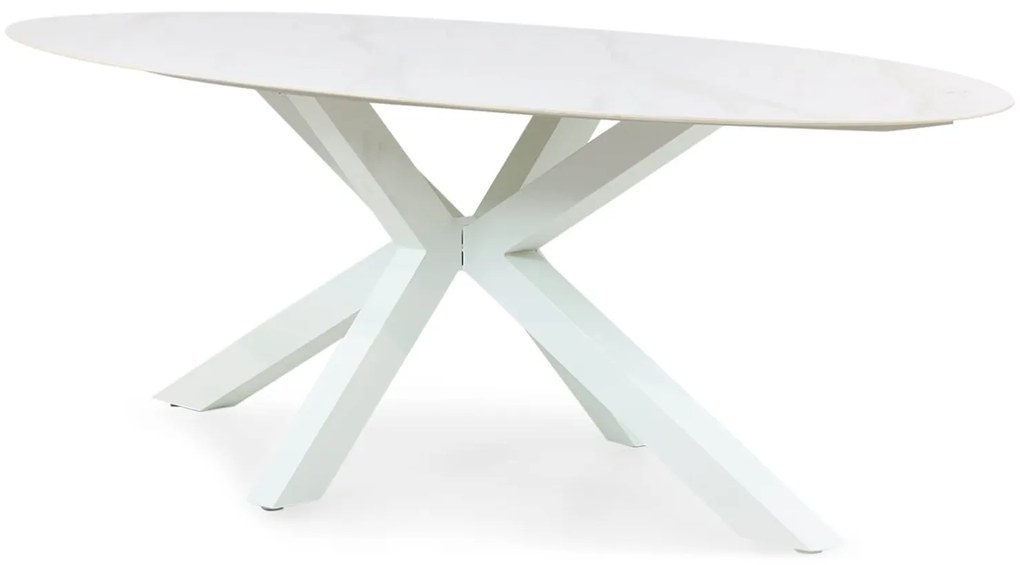 Dining Tuintafel ovaal 240 x 107 cm Aluminium/keramiek Wit Santika Ellisse