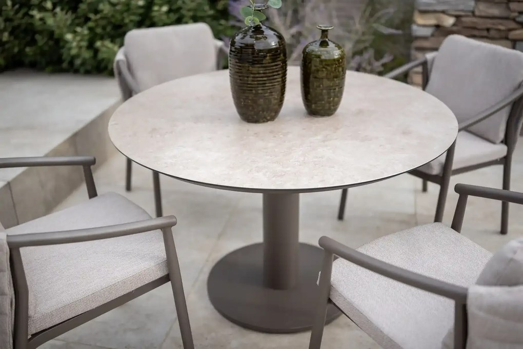 Taste by 4 Seasons Barolo tuinset terre met Sarah tafel met geprint keramisch blad Ø 120 cm Tuinset   bruin weerbestendig