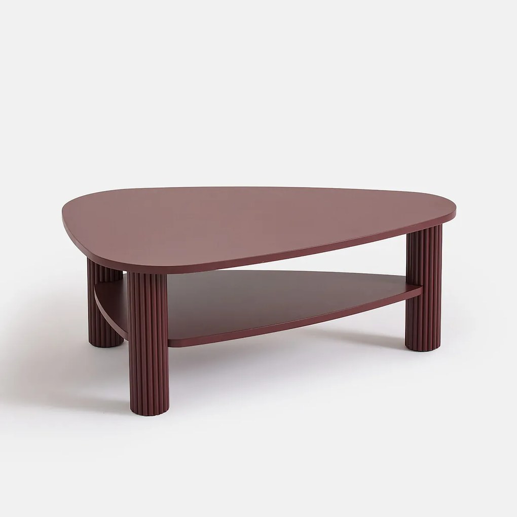 Salontafel met dubbel blad, van eikenfineer en massief grenen, CLIFF