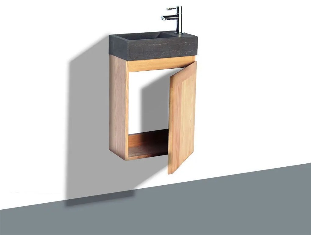 Lambini Designs Wood Stone toiletmeubel eiken met natuursteen rechts