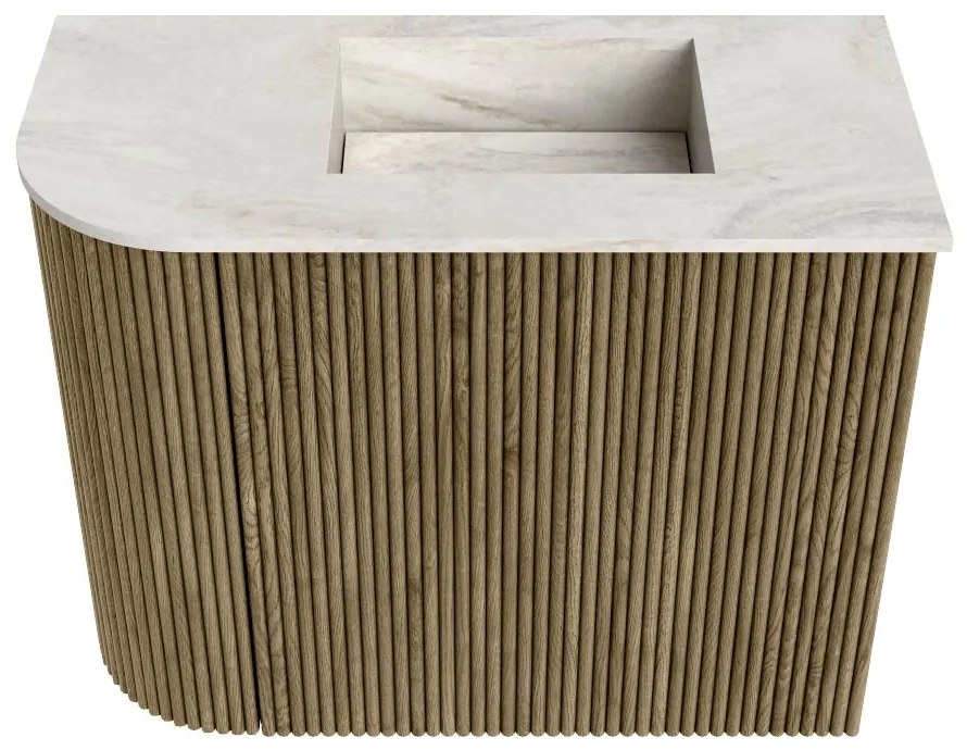 Mondiaz Joya DLux 50cm toiletmeubel ronding links dusk met wastafel faye rechts zonder kraangat ostra