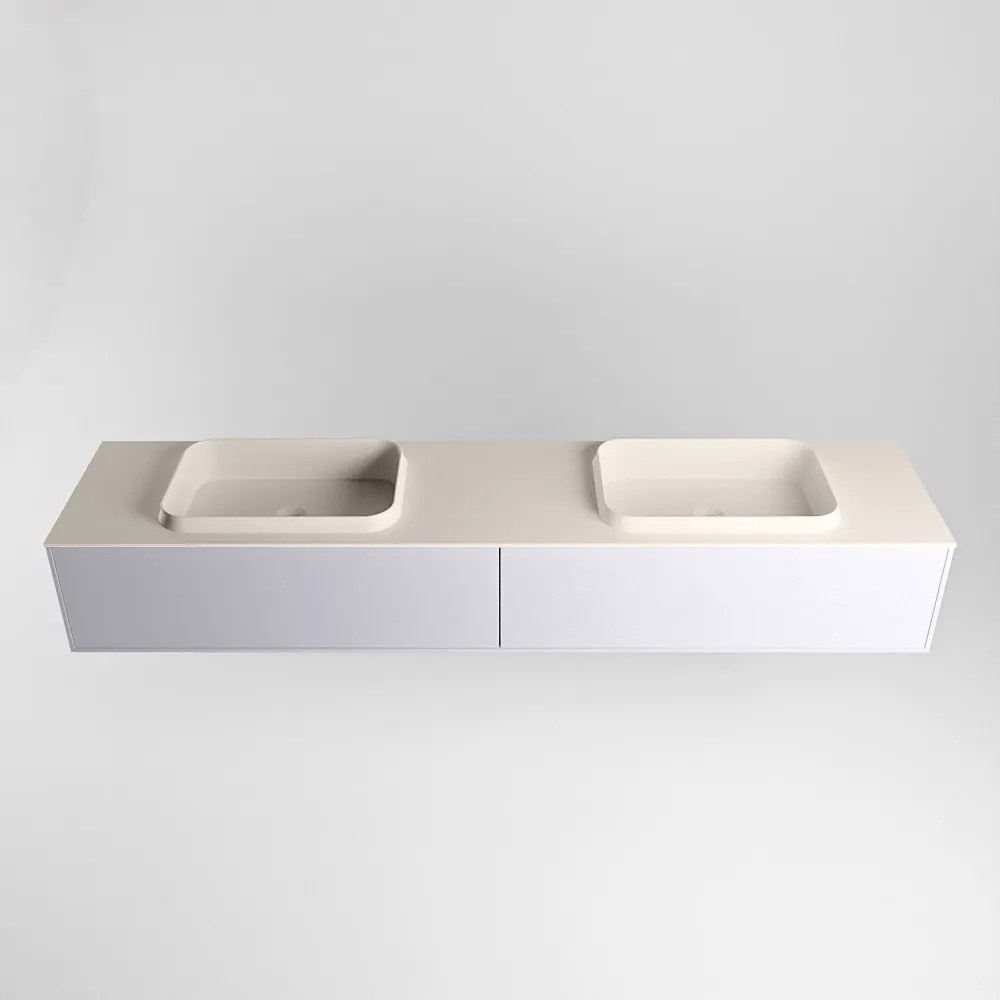 Mondiaz Erin 200cm badmeubel Cale met 2 lades en beige wastafel dubbel zonder kraangaten